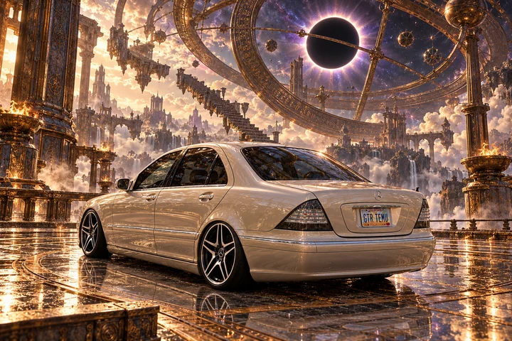 Mercedes Beneath the Bronze Eclipse Rings.