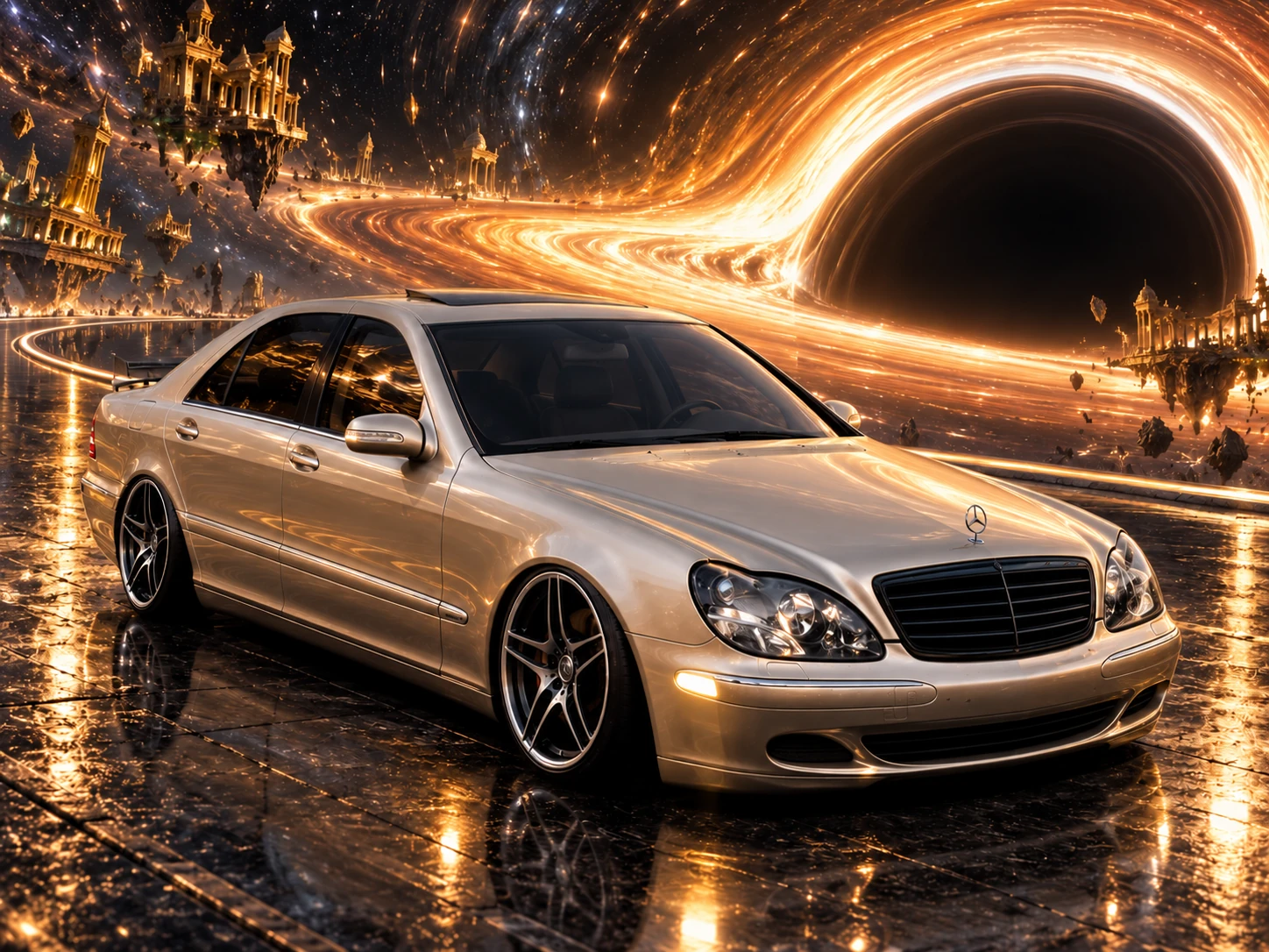 Front three-quarter view of Allison with an all-black grille beneath a glowing black hole.