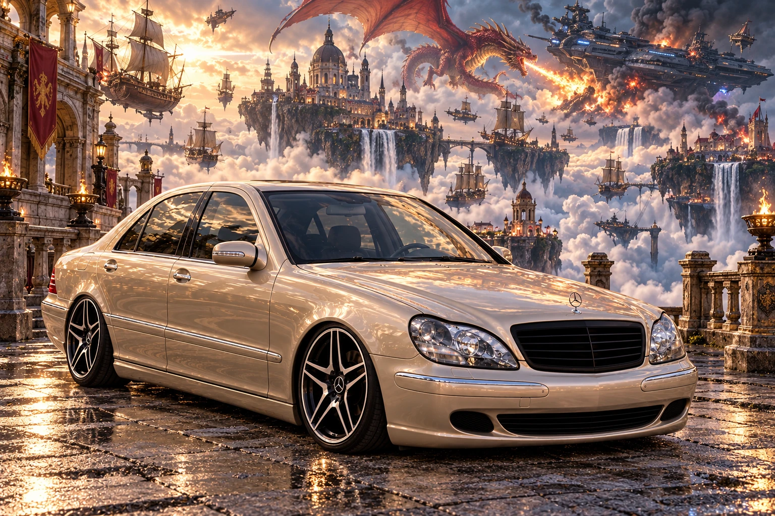Allison Over a Floating Harbor. Allison, the 2004 Mercedes-Benz S430.