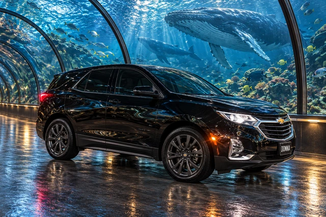 Donna Dew’s black 2025 Chevrolet Equinox. Haley's Black Equinox in the Coral Tunnel. Fictional automotive artwork.