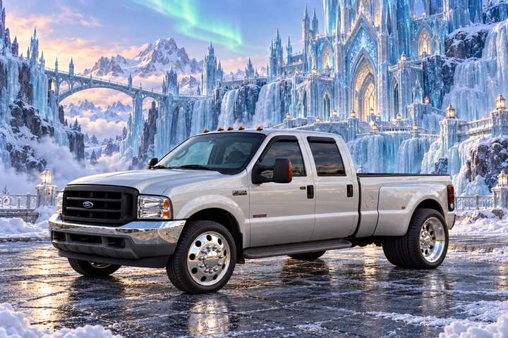 Silver F-350 at the Ice Palace.