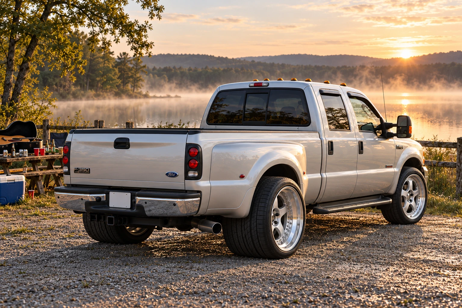Silver F-350 at Misty Lake.