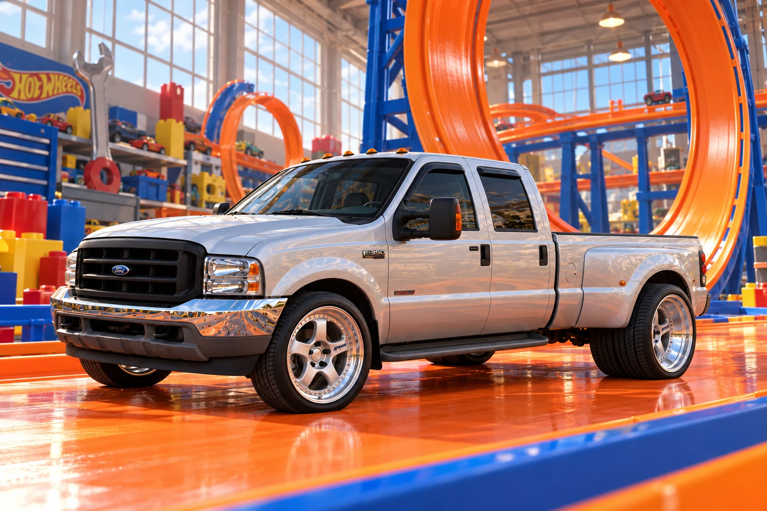 Silver F-350 on a Mega Loop.