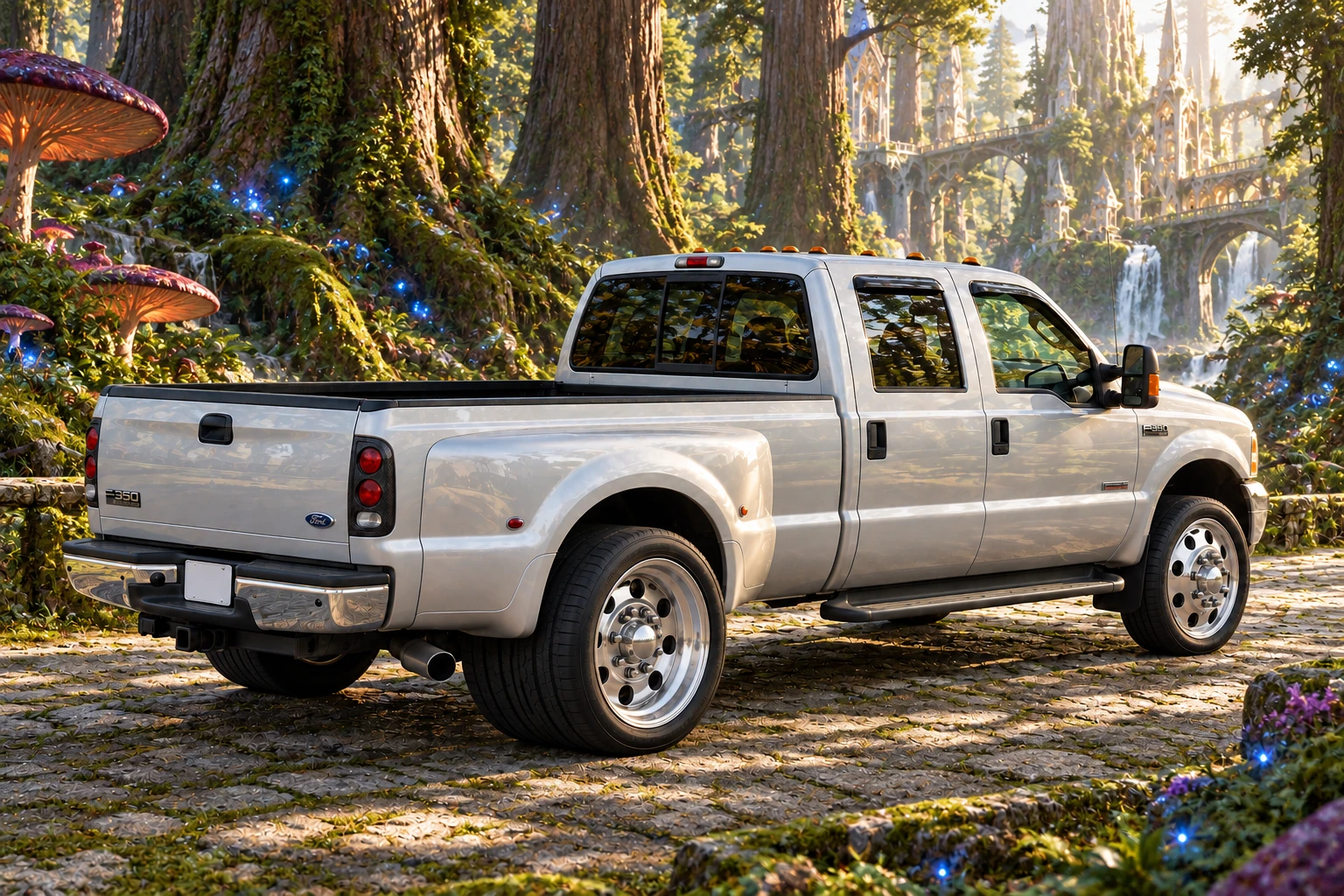 Silver F-350 in an Enchanted Forest.