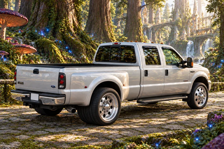Silver F-350 in an Enchanted Forest.