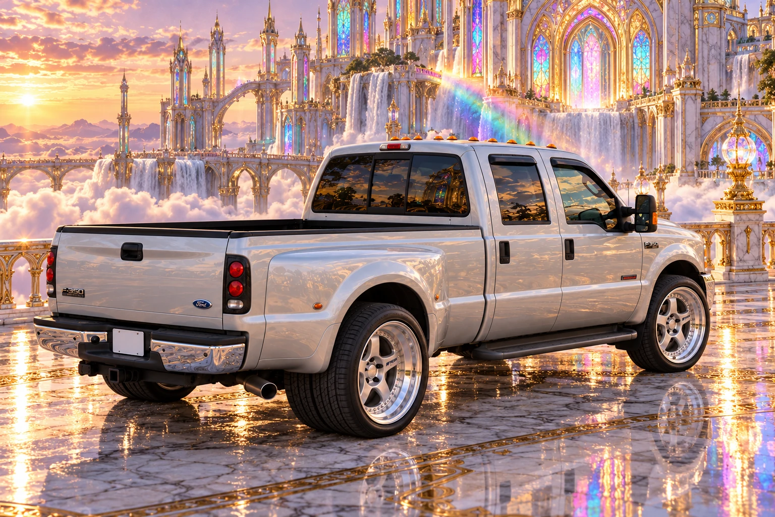 Silver F-350 at Rainbow Palace.