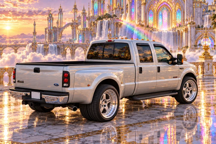 Silver F-350 at Rainbow Palace.