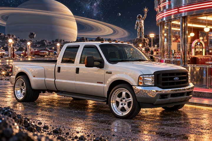 Silver F-350 at Saturn's Midnight Diner.