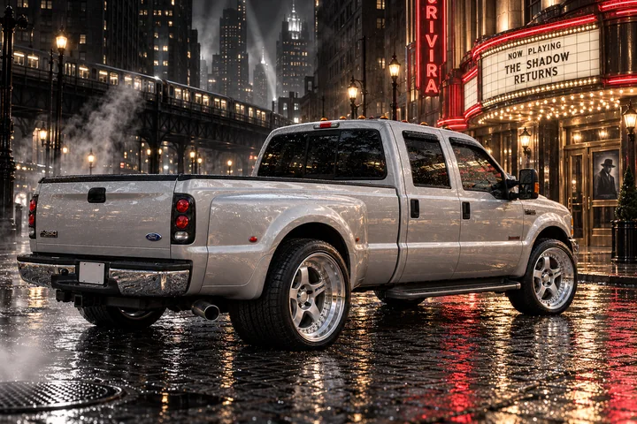 Silver Dually Under Art Deco Rain.