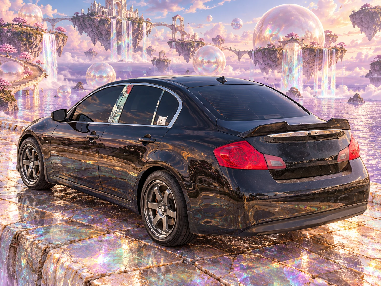 Pearl Infiniti G37 in Rainbow Bubble Sea