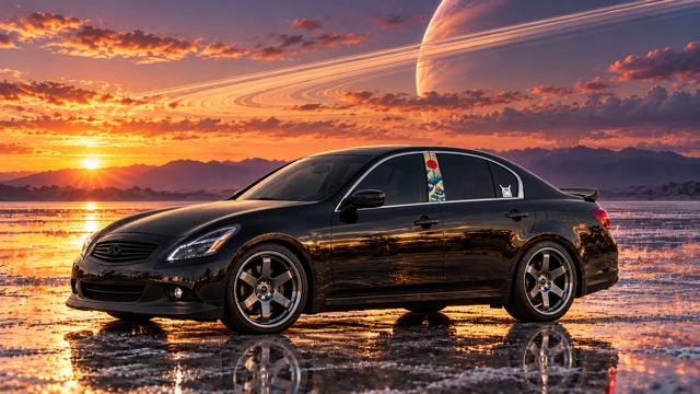 Pearl the black Infiniti G37x in saturn shore.