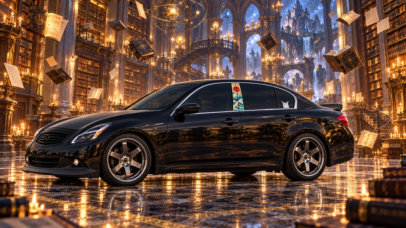 Pearl the black Infiniti G37x in clockwork city.