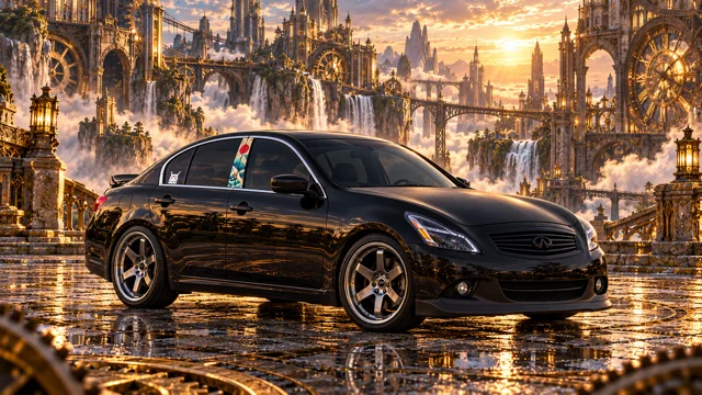 Pearl the black Infiniti G37x in golden sky citadel.