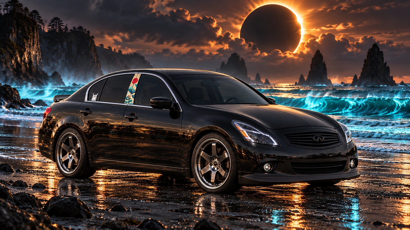 Pearl the black Infiniti G37x in eclipse ocean.