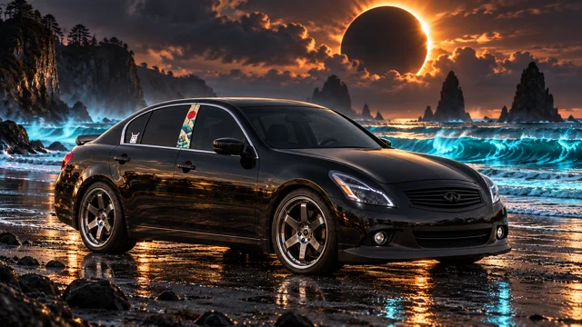 Pearl the black Infiniti G37x in eclipse ocean.