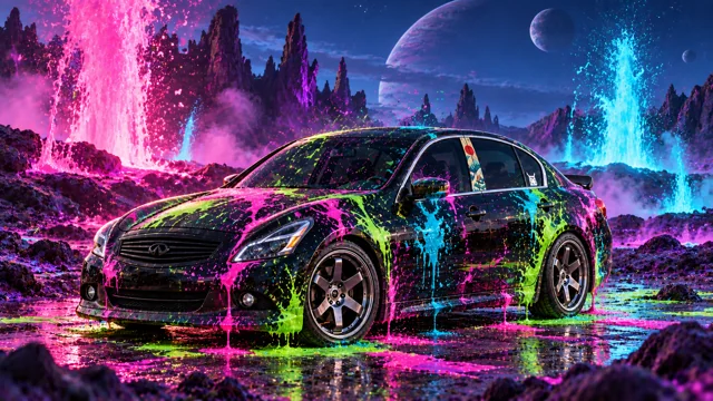 Pearl the black Infiniti G37x: alien neon goo.