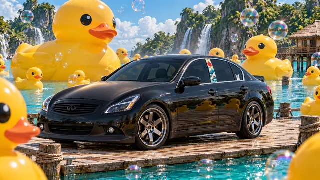 Pearl the black Infiniti G37x: rubber duck lagoon.