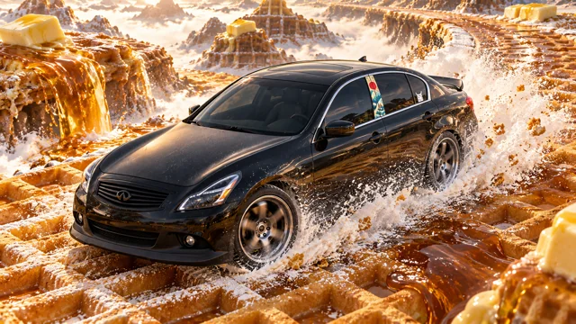 Pearl the black Infiniti G37x: waffle rally.