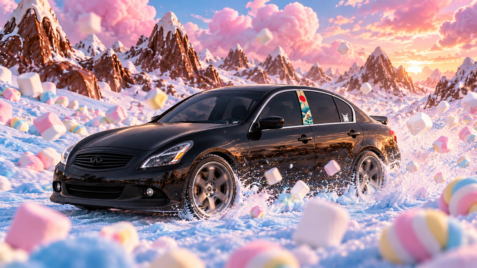 Pearl the black Infiniti G37x: marshmallow blizzard.