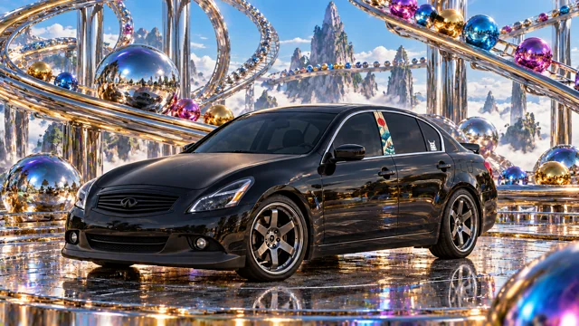 Pearl the black Infiniti G37x: metal marble universe.