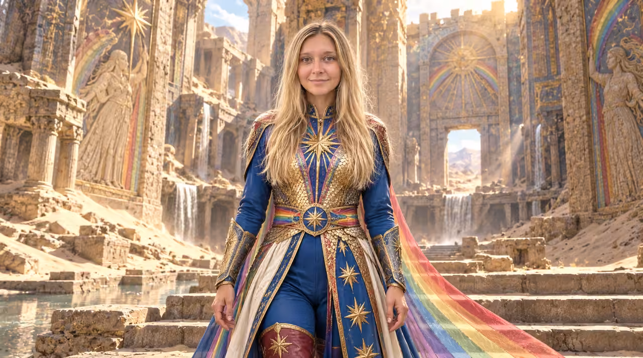 Rainbow Guardian of the Sunken Temple — Kristin in Rainbow Brite-inspired styling