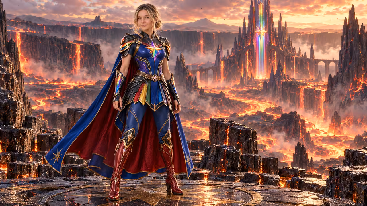 Rainbow Guardian of the Caldera — Kristin in Rainbow Brite-inspired styling