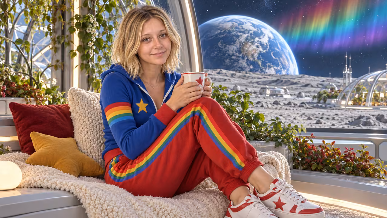Rainbow Brite in a lunar greenhouse — Kristin in Rainbow Brite-inspired styling