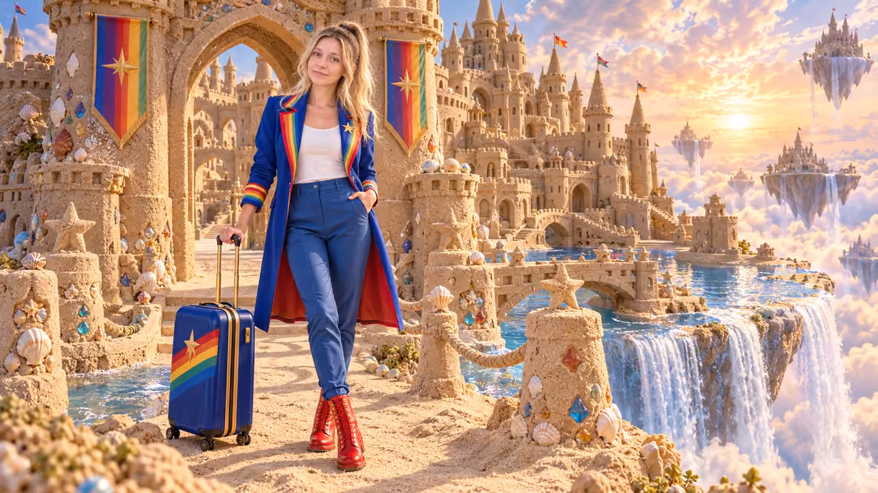 Floating Sandcastle Moat Adventure — Kristin in Rainbow Brite-inspired styling
