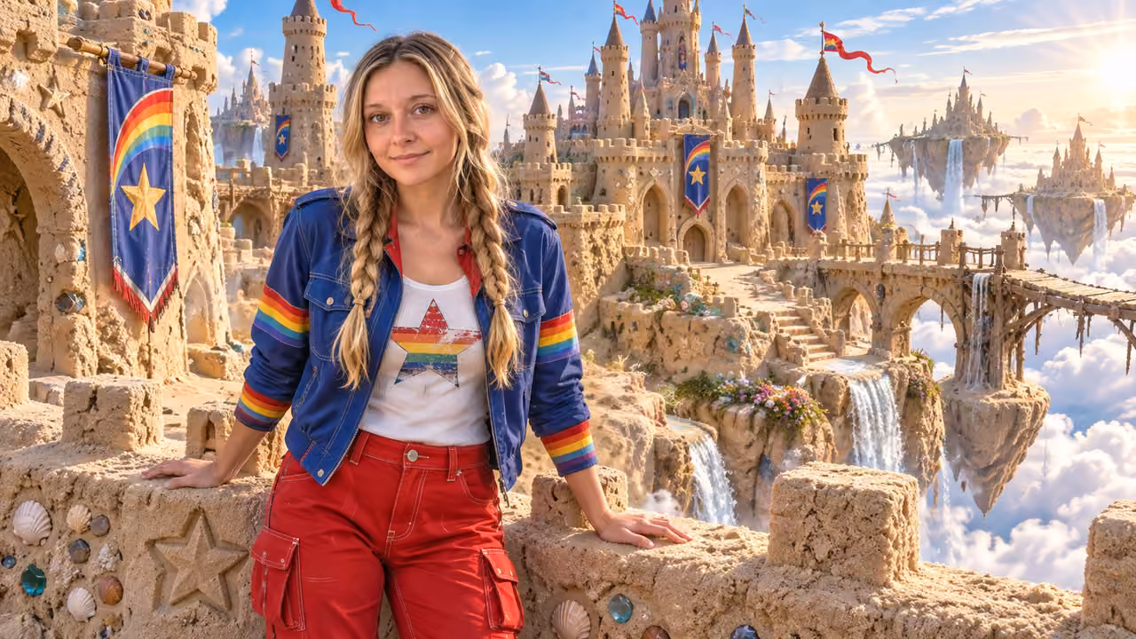 Rainbow Explorer at Cloudbank Sand Keep — Kristin in Rainbow Brite-inspired styling