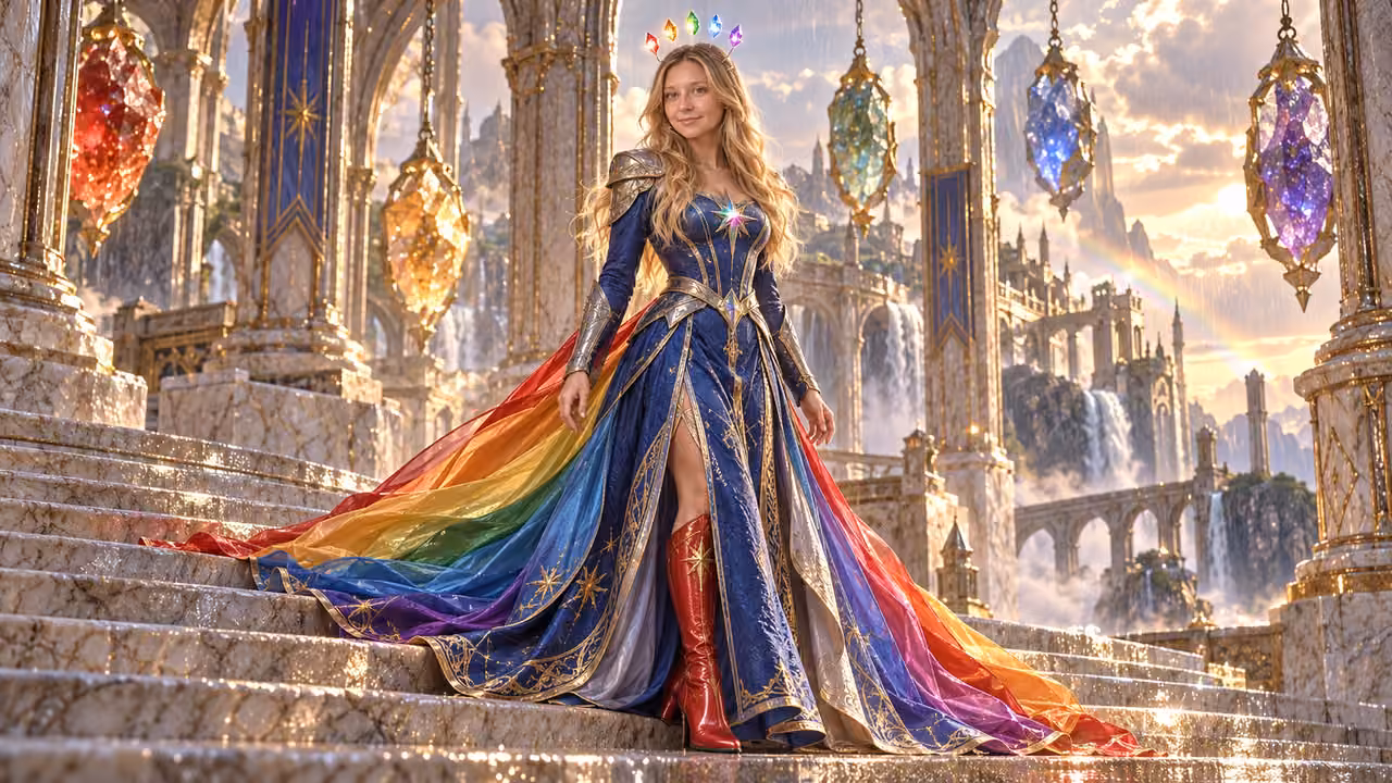 Crown of Seven Colors — Kristin in Rainbow Brite-inspired styling