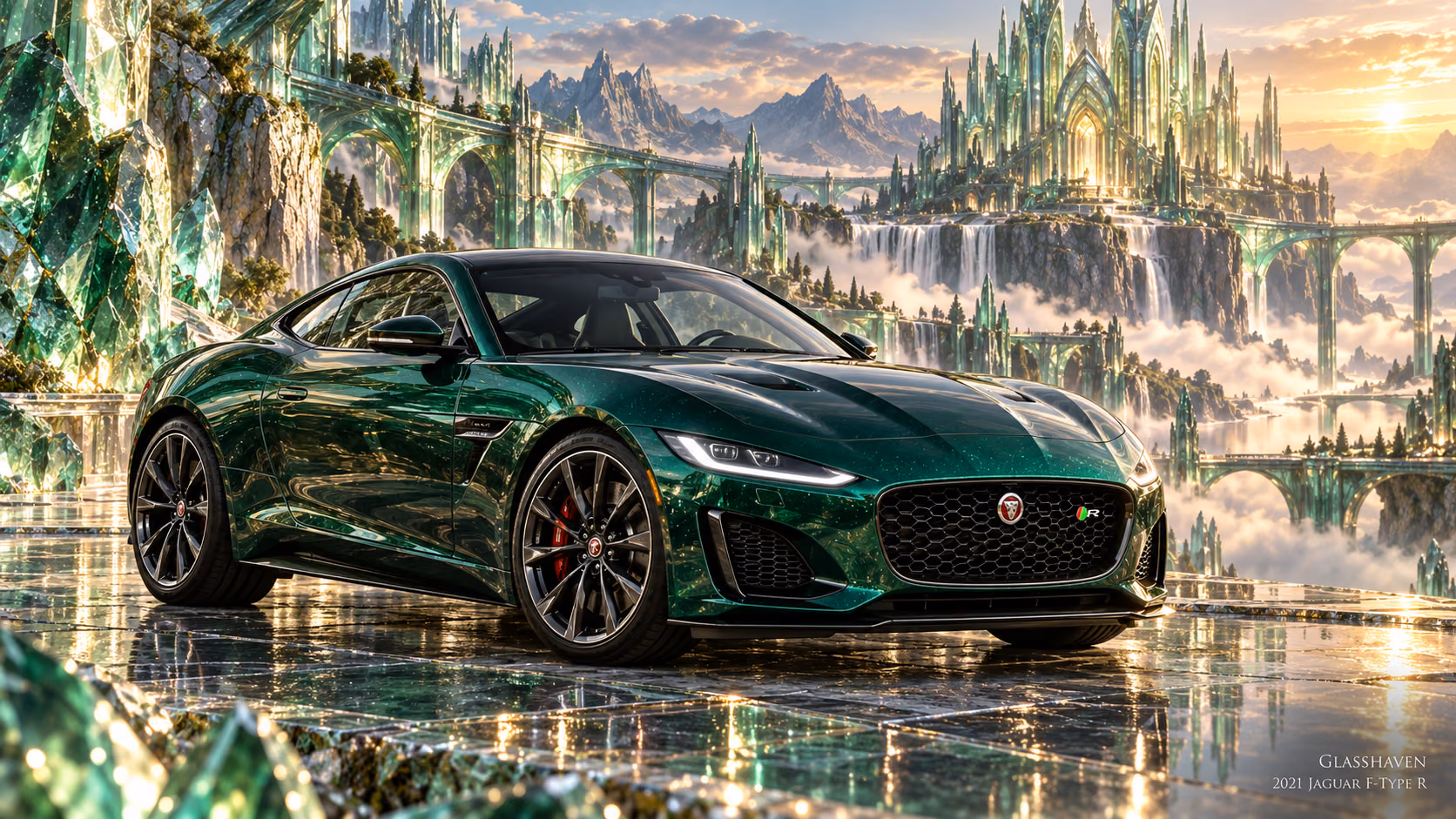 2021 Jaguar F-Type R · Glasshaven. An individual fictional automotive portrait at Glasshaven.