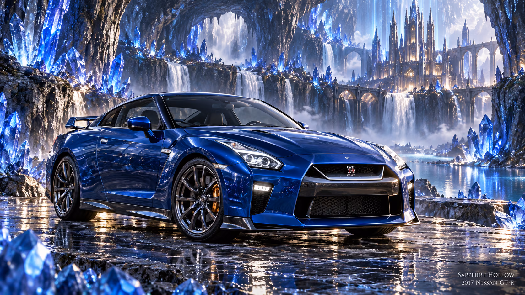 2017 Nissan GT-R · Sapphire Hollow. An individual fictional automotive portrait at Sapphire Hollow.