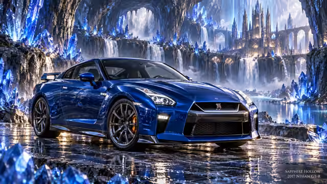 2017 Nissan GT-R · Sapphire Hollow. An individual fictional automotive portrait at Sapphire Hollow.