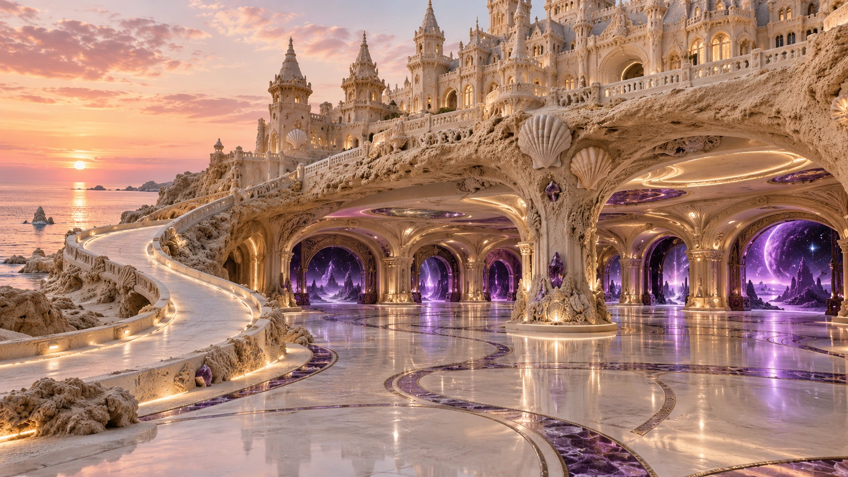 Amethyst Portals Beneath the Sandcastle Mansion