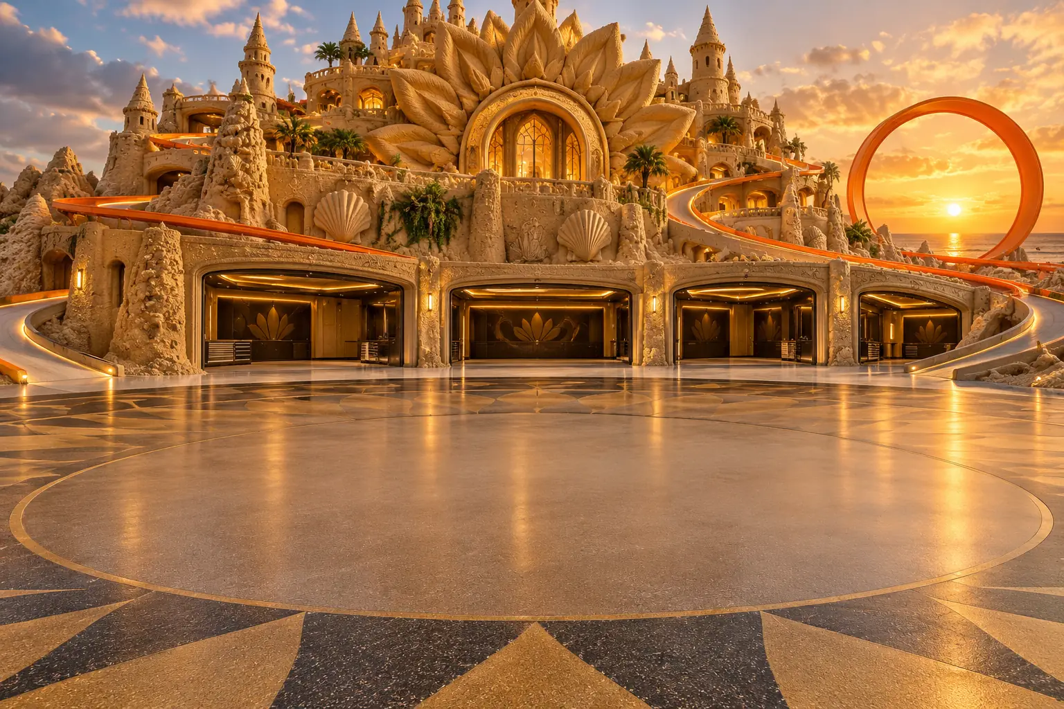 Sandcastle Garage Beneath a Sunflower Mansion.
