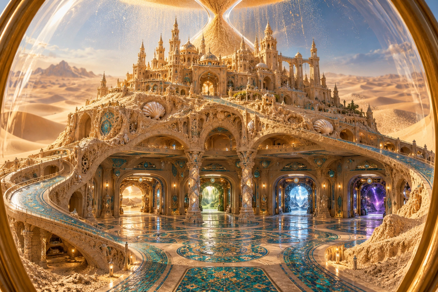 Hourglass sand palace portal garage