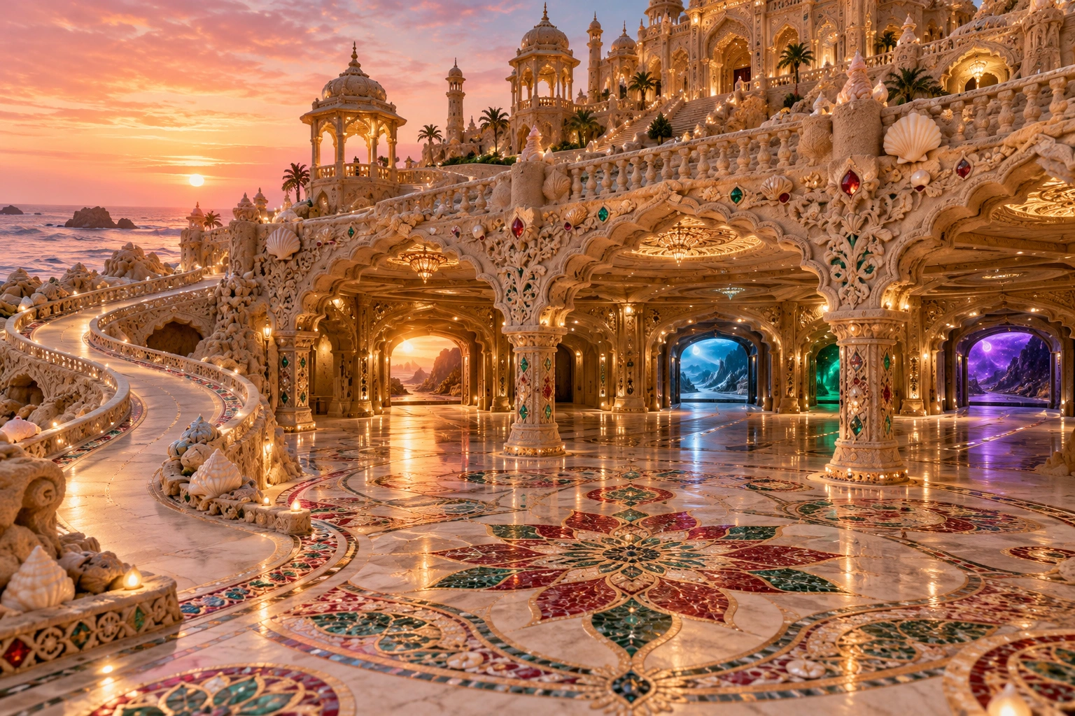 Jeweled Portals Beneath a Sand Palace