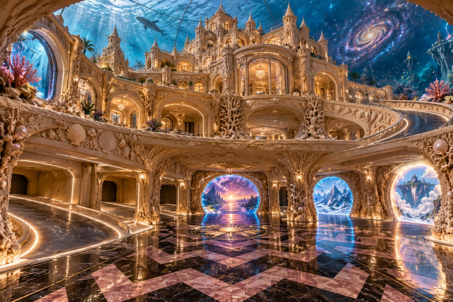 Multidimensional Garage Beneath a Sand Mansion