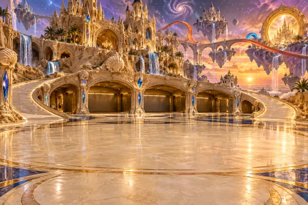 Sandcastle Showroom in a Galactic Sunset.