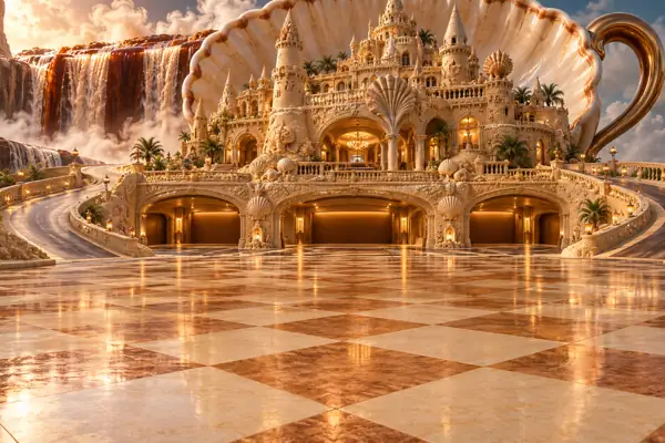 Seashell sandcastle espresso showroom.