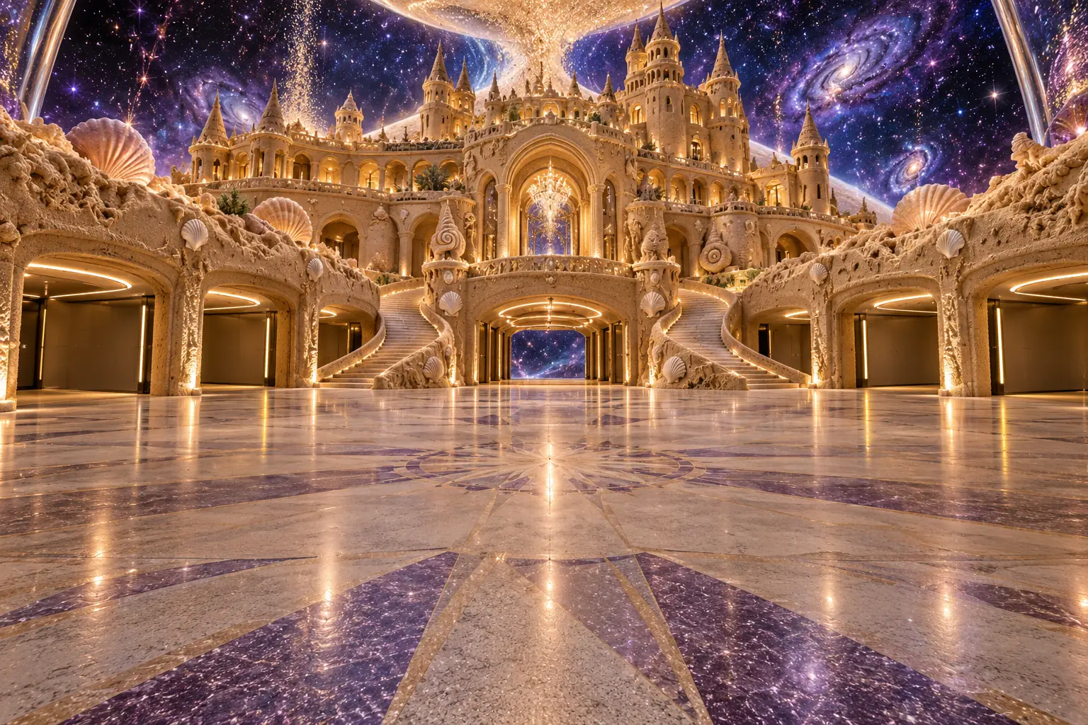 Cosmic Sandcastle Car Showroom.