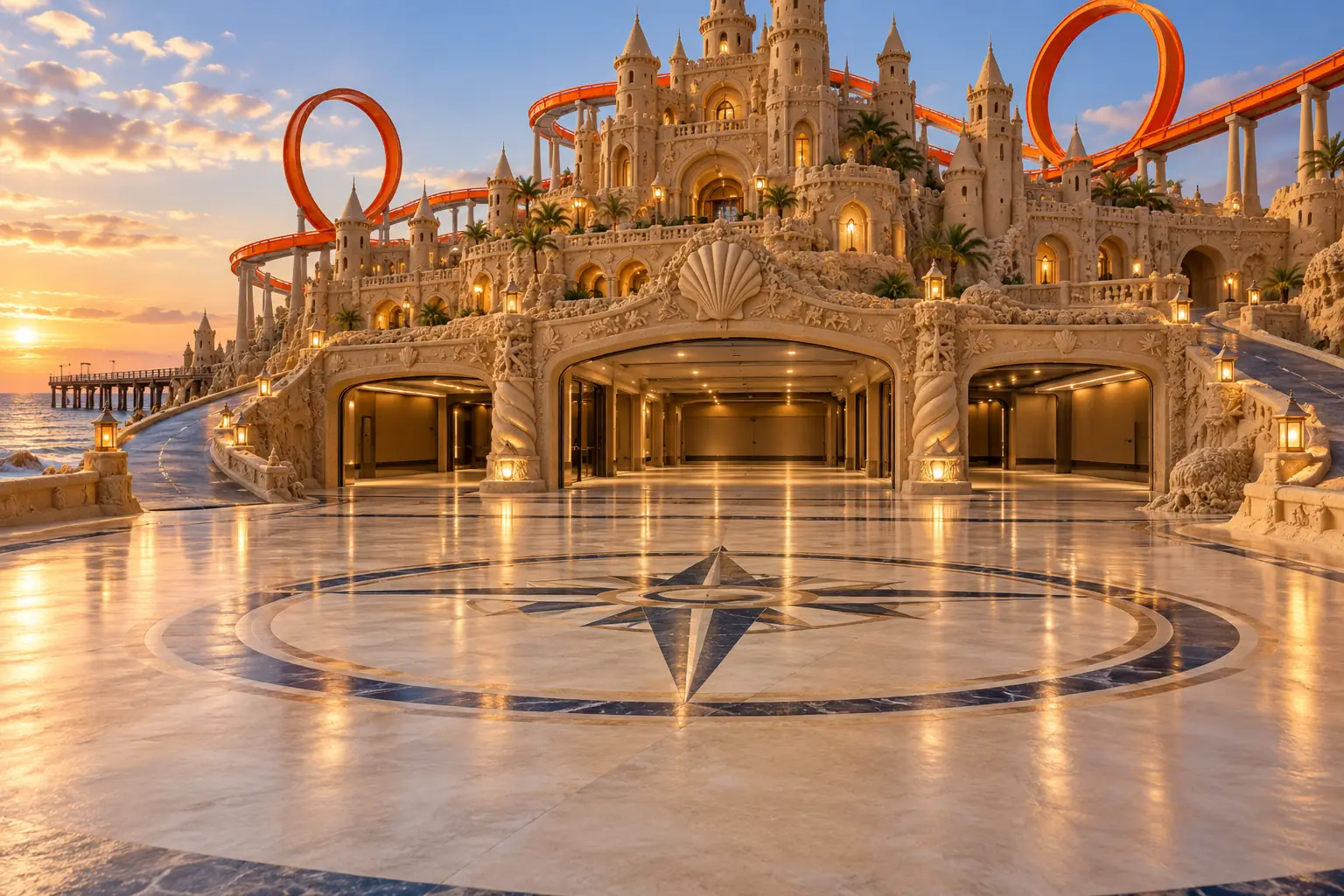 Sandcastle mansion showroom by the sea.