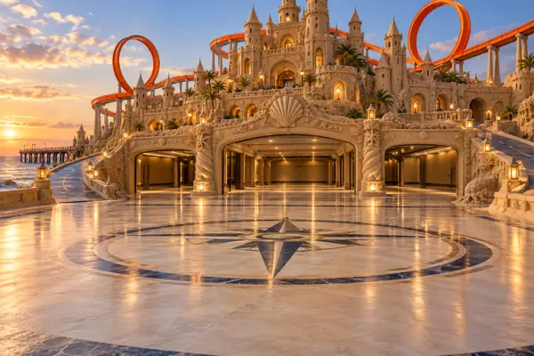 Sandcastle mansion showroom by the sea.