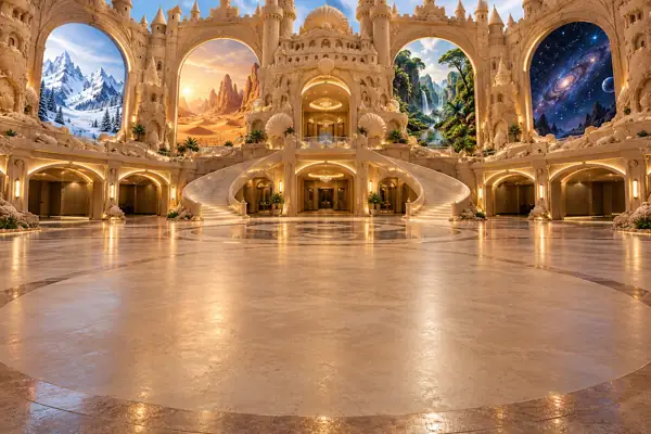 Sandcastle Showroom Across Four Worlds.