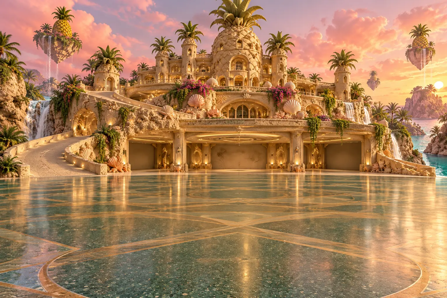 Sandcastle Showroom Beneath a Tropical Mansion.
