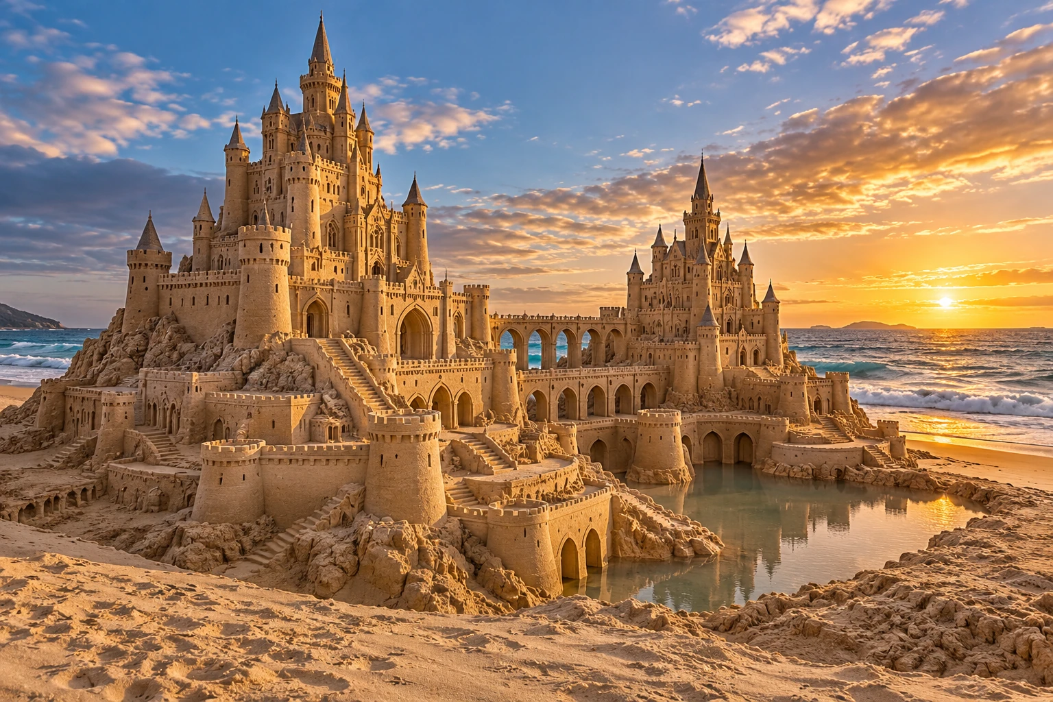 An imaginative sandcastle artwork from the beach and fantasy castle collection.