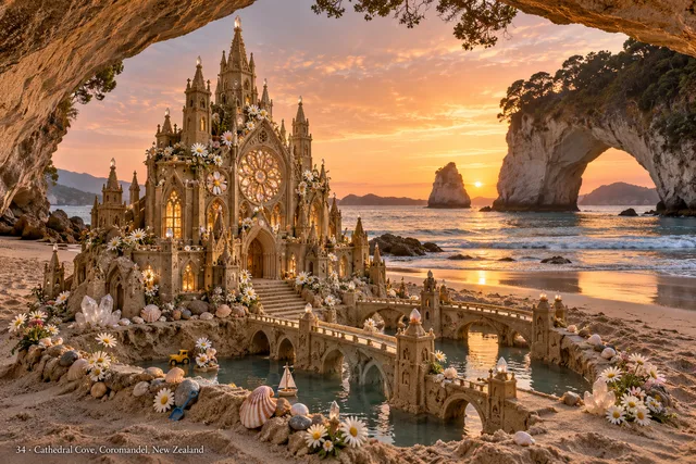 An imaginative sandcastle artwork from the beach and fantasy castle collection.