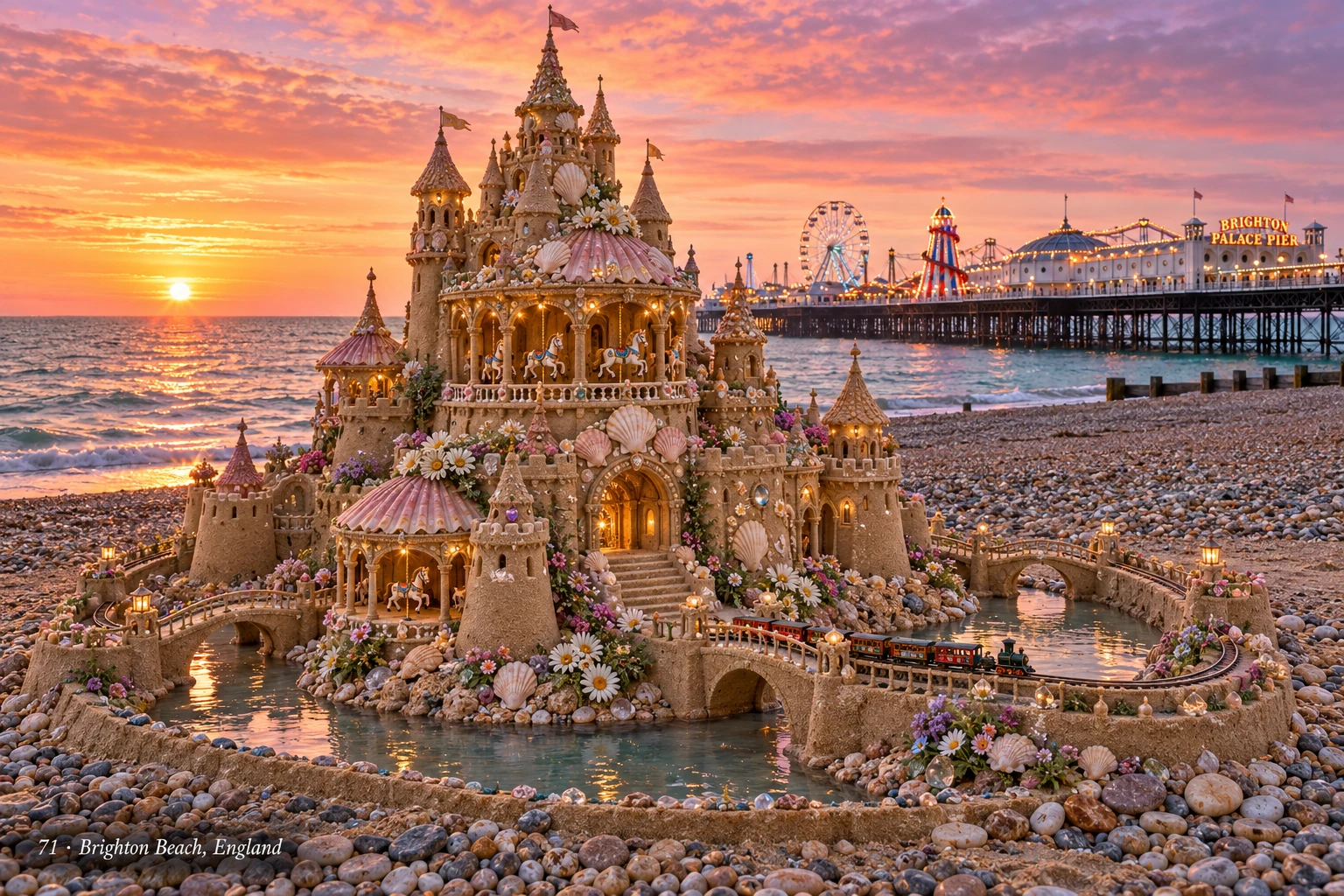 An imaginative sandcastle artwork from the beach and fantasy castle collection.