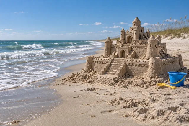 An imaginative sandcastle artwork from the beach and fantasy castle collection.
