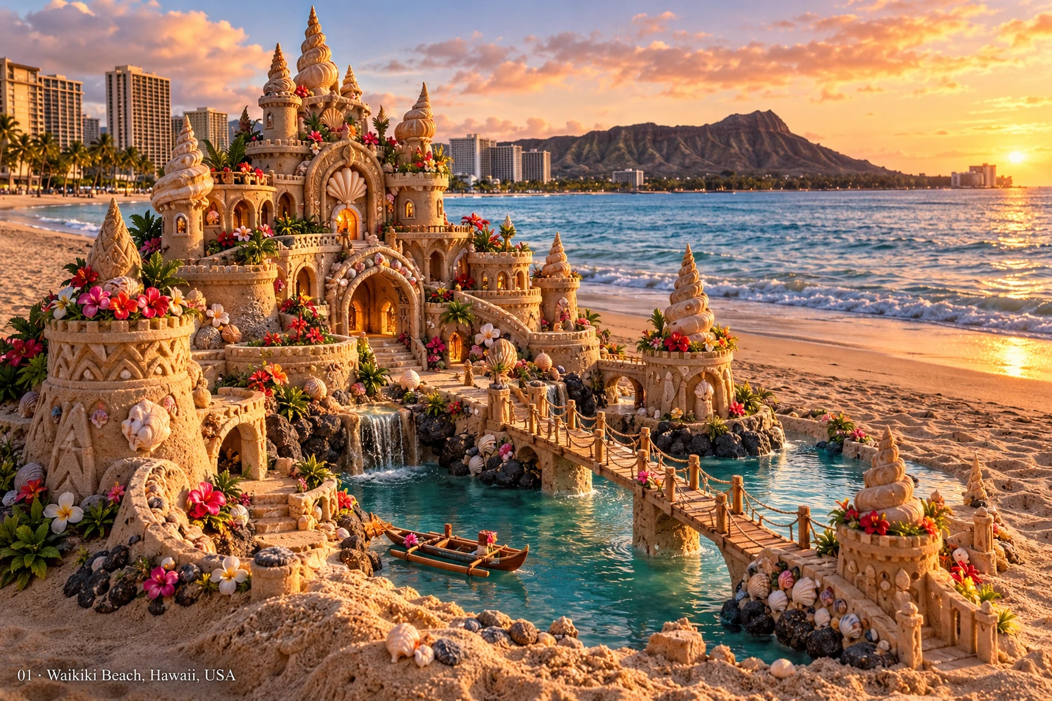 An imaginative sandcastle artwork from the beach and fantasy castle collection.